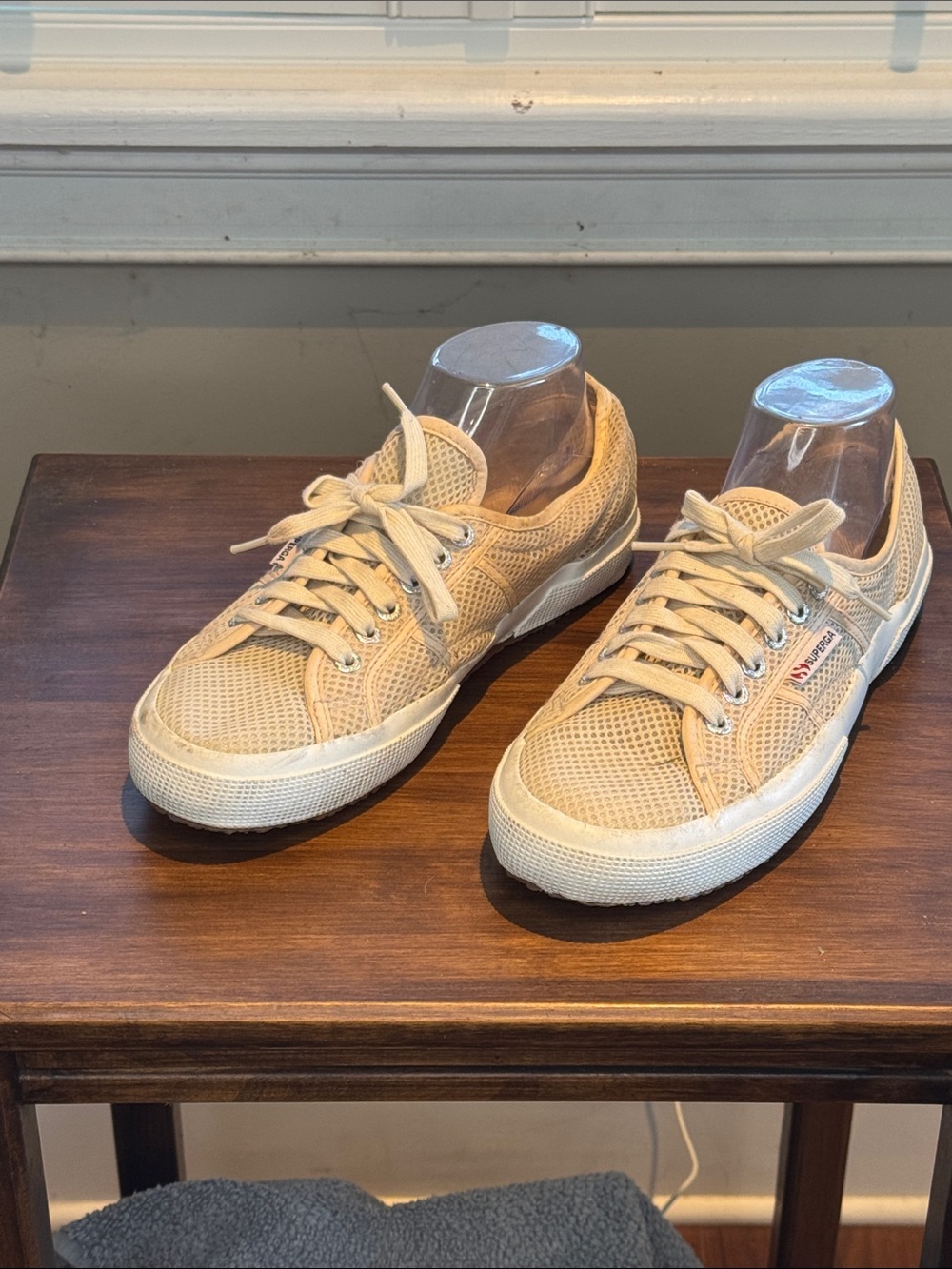 Superga Beige Mesh Low-Top Women's Sneakers